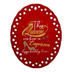 This Queen Was Born In Capricorn December Birthday Cool Gift Ceramic Oval Ornament