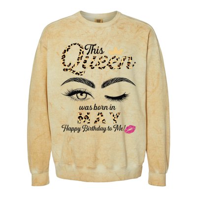 This Queen Was Born In May White Queen Birthday Colorblast Crewneck Sweatshirt