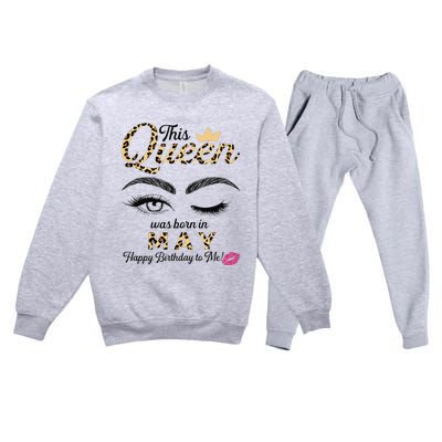 This Queen Was Born In May White Queen Birthday Premium Crewneck Sweatsuit Set