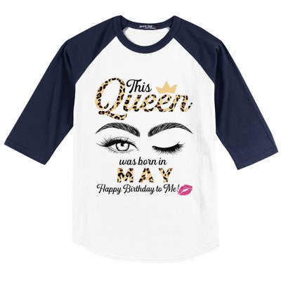 This Queen Was Born In May White Queen Birthday Baseball Sleeve Shirt