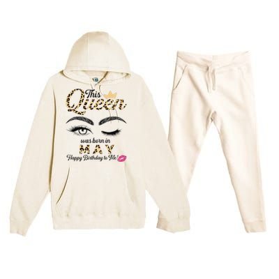 This Queen Was Born In May White Queen Birthday Premium Hooded Sweatsuit Set