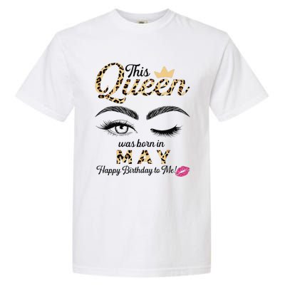 This Queen Was Born In May White Queen Birthday Garment-Dyed Heavyweight T-Shirt