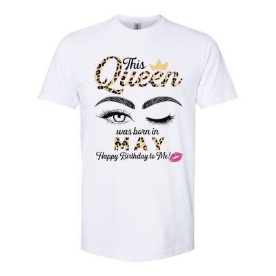 This Queen Was Born In May White Queen Birthday Softstyle CVC T-Shirt