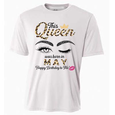 This Queen Was Born In May White Queen Birthday Cooling Performance Crew T-Shirt