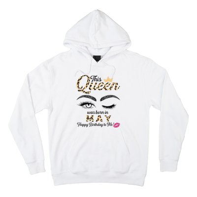 This Queen Was Born In May White Queen Birthday Hoodie