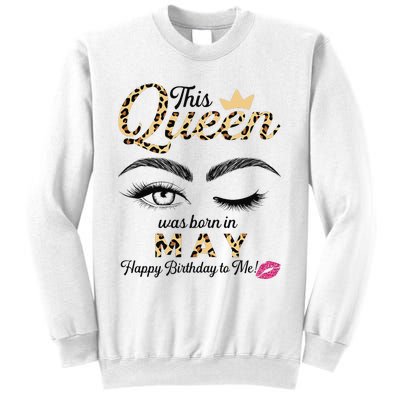 This Queen Was Born In May White Queen Birthday Sweatshirt