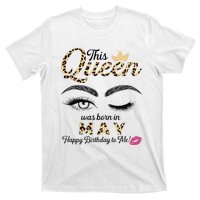 This Queen Was Born In May White Queen Birthday T-Shirt