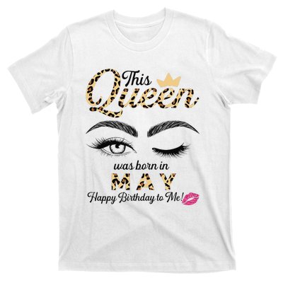 This Queen Was Born In May White Queen Birthday T-Shirt