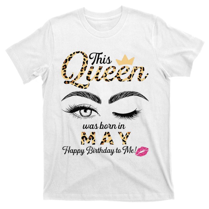 This Queen Was Born In May White Queen Birthday T-Shirt