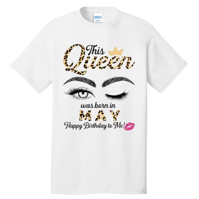 This Queen Was Born In May White Queen Birthday Tall T-Shirt