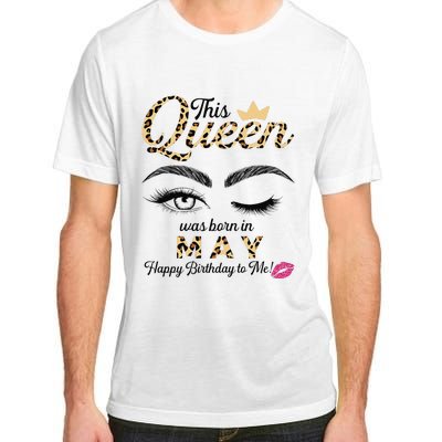 This Queen Was Born In May White Queen Birthday Adult ChromaSoft Performance T-Shirt