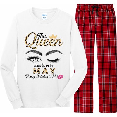 This Queen Was Born In May White Queen Birthday Long Sleeve Pajama Set