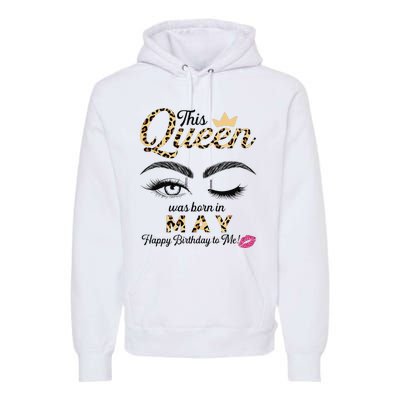 This Queen Was Born In May White Queen Birthday Premium Hoodie