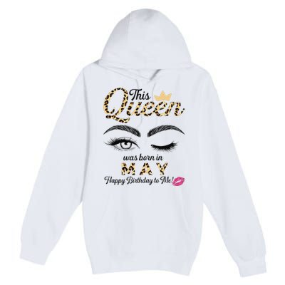 This Queen Was Born In May White Queen Birthday Premium Pullover Hoodie