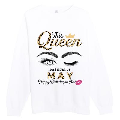 This Queen Was Born In May White Queen Birthday Premium Crewneck Sweatshirt