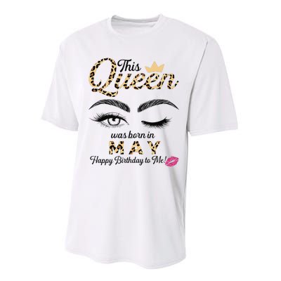 This Queen Was Born In May White Queen Birthday Performance Sprint T-Shirt