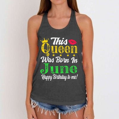 This Queen Was Born In June Birthday Women's Knotted Racerback Tank