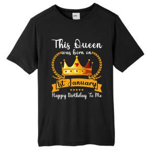 This Queen Was Born On 01st January Funny Jan Mama Girl Aunt Tall Fusion ChromaSoft Performance T-Shirt