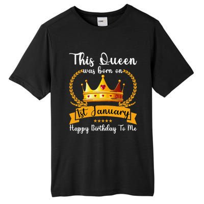 This Queen Was Born On 01st January Funny Jan Mama Girl Aunt Tall Fusion ChromaSoft Performance T-Shirt