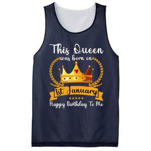 This Queen Was Born On 01st January Funny Jan Mama Girl Aunt Mesh Reversible Basketball Jersey Tank