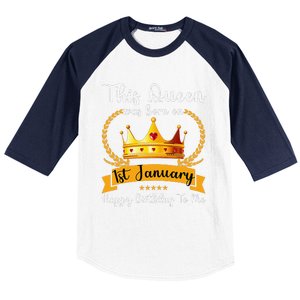 This Queen Was Born On 01st January Funny Jan Mama Girl Aunt Baseball Sleeve Shirt