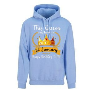 This Queen Was Born On 01st January Funny Jan Mama Girl Aunt Unisex Surf Hoodie