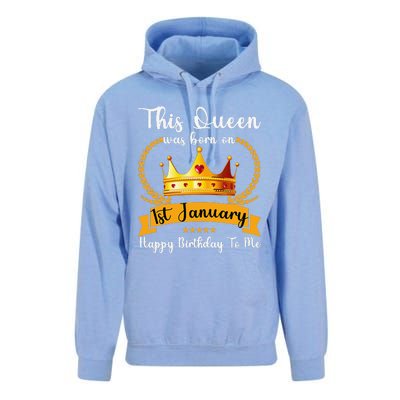 This Queen Was Born On 01st January Funny Jan Mama Girl Aunt Unisex Surf Hoodie