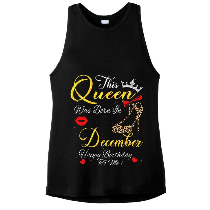 This Queen Was Born In December Leopard Birthday Gift Ladies PosiCharge Tri-Blend Wicking Tank