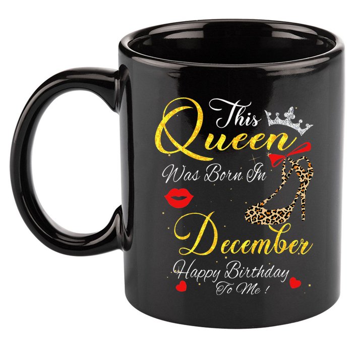This Queen Was Born In December Leopard Birthday Gift 11oz C Handle Ceramic Mug