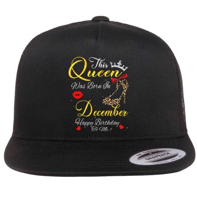 This Queen Was Born In December Leopard Birthday Gift Flatbill Hat