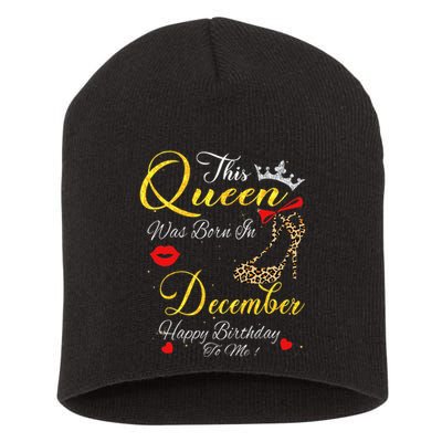 This Queen Was Born In December Leopard Birthday Gift Short Acrylic Beanie