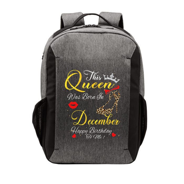 This Queen Was Born In December Leopard Birthday Gift Vector Backpack