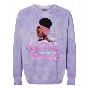 This Queen Was Born In February Black Queen Birthday Colorblast Crewneck Sweatshirt