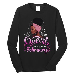 This Queen Was Born In February Black Queen Birthday Long Sleeve Shirt