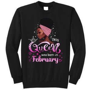 This Queen Was Born In February Black Queen Birthday Sweatshirt