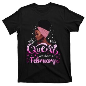 This Queen Was Born In February Black Queen Birthday T-Shirt