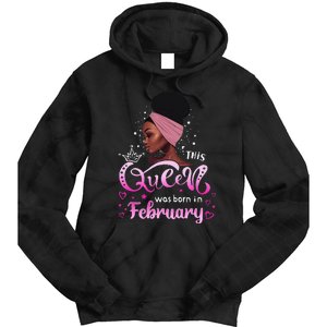 This Queen Was Born In February Black Queen Birthday Tie Dye Hoodie