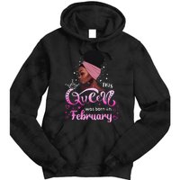 This Queen Was Born In February Black Queen Birthday Tie Dye Hoodie