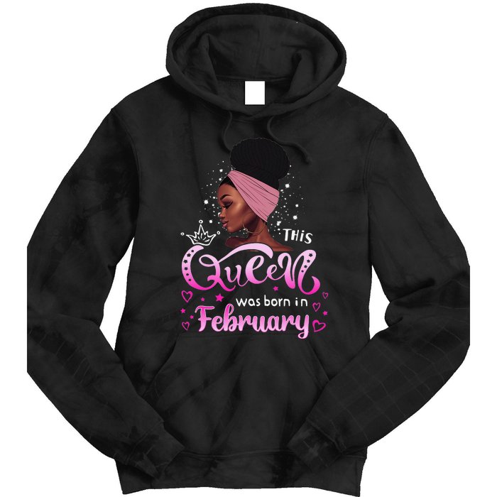 This Queen Was Born In February Black Queen Birthday Tie Dye Hoodie