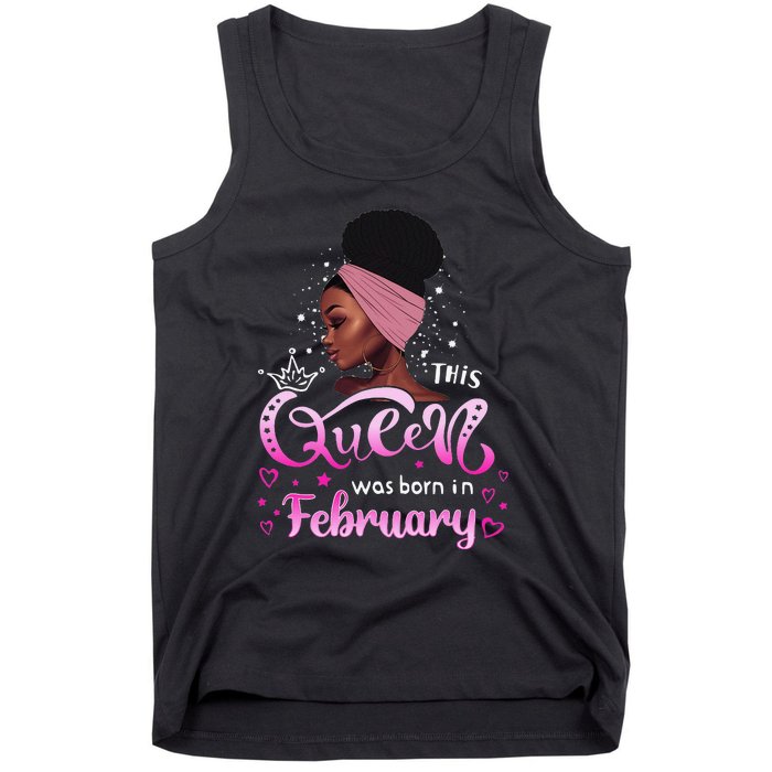 This Queen Was Born In February Black Queen Birthday Tank Top