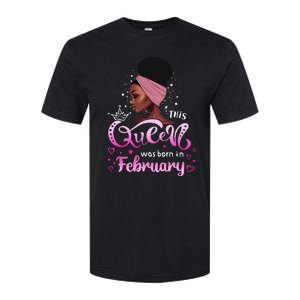 This Queen Was Born In February Black Queen Birthday Softstyle CVC T-Shirt