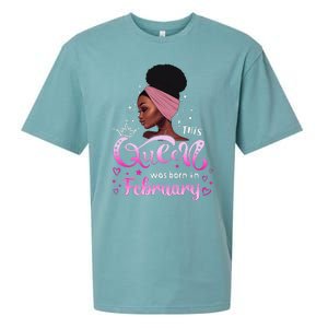 This Queen Was Born In February Black Queen Birthday Sueded Cloud Jersey T-Shirt