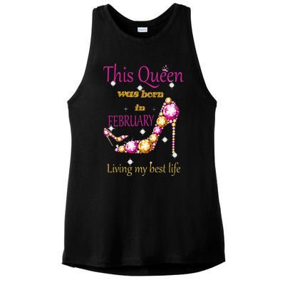 This Queen was Born In February Ladies PosiCharge Tri-Blend Wicking Tank