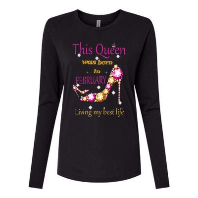 This Queen was Born In February Womens Cotton Relaxed Long Sleeve T-Shirt