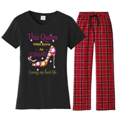 This Queen was Born In February Women's Flannel Pajama Set