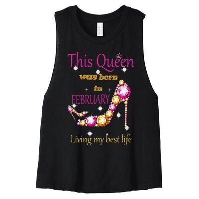 This Queen was Born In February Women's Racerback Cropped Tank