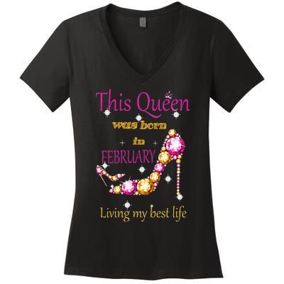 This Queen was Born In February Women's V-Neck T-Shirt