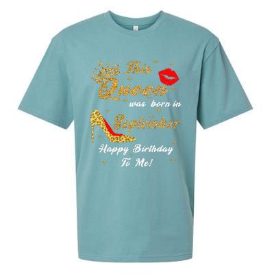 This Queen Was Born In September Happy Birthday To Me Sueded Cloud Jersey T-Shirt