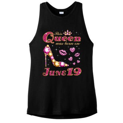 This Queen Was Born On June 19 Gift Ladies PosiCharge Tri-Blend Wicking Tank