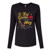 This Queen Was Born In May Happy Birthday To Me Womens Cotton Relaxed Long Sleeve T-Shirt